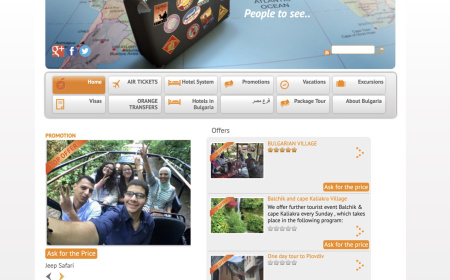 Уеб сайт на туристическа агенция Ориндж Тур (екран)