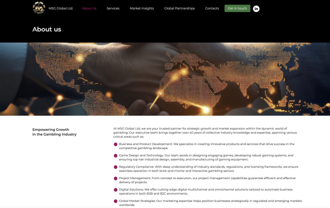 The MSG Global Ltd., Website (screenshot)