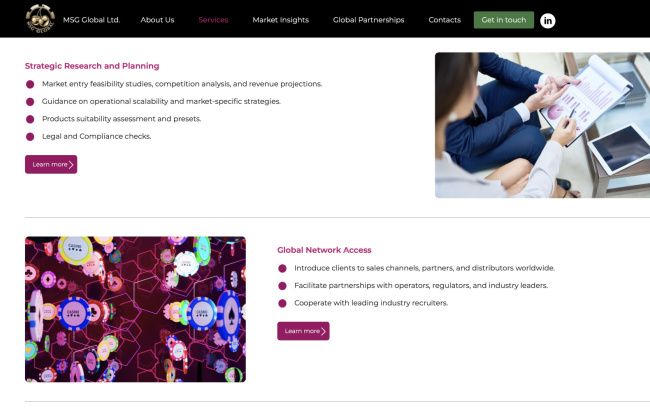 The MSG Global Ltd., Website (screenshot)